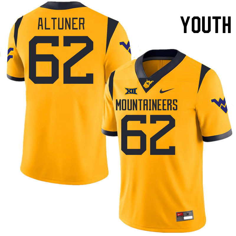 Youth #62 Kyle Altuner West Virginia Mountaineers College 2024 New Uniforms Football Jerseys Stitche